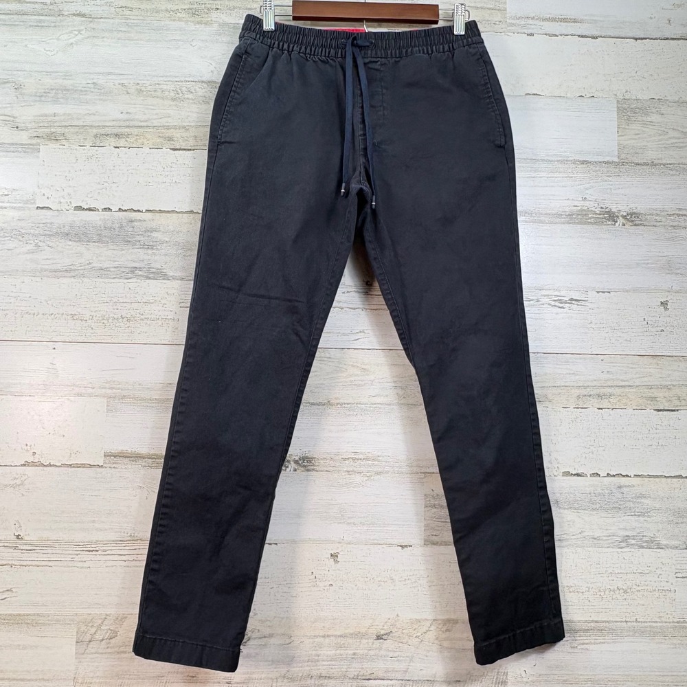 Tommy Hilfiger Mens Black Elastic Waist Drawstring Jogger Chino Pants XS Preppy